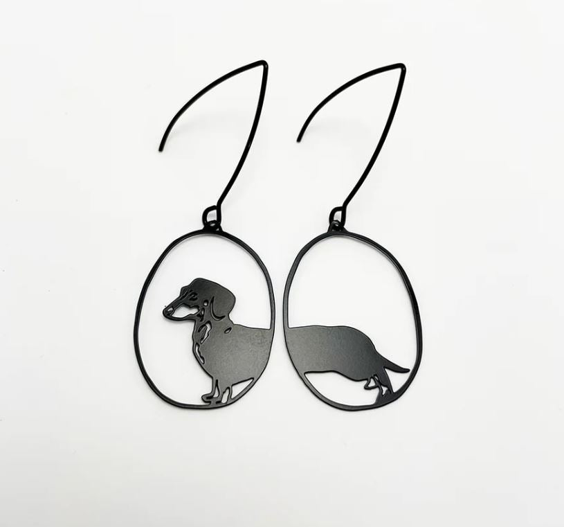 Mini Dachshund Earrings – Blue Dog Posters