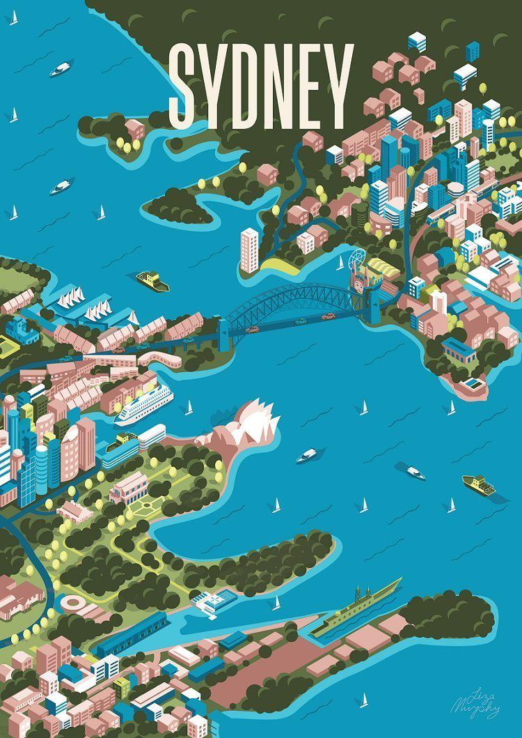 Isometric Sydney by Liza Murphy – Blue Dog Posters