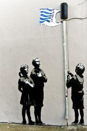 BANKSY - Tesco Flag – Blue Dog Posters