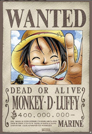 One Piece - Anime / Manga Poster / Print (Wanted - Monkey D. Luffy)  (27" X 39") | eBay